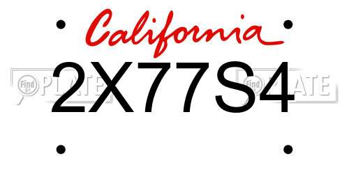 2X77S4 California License Plate