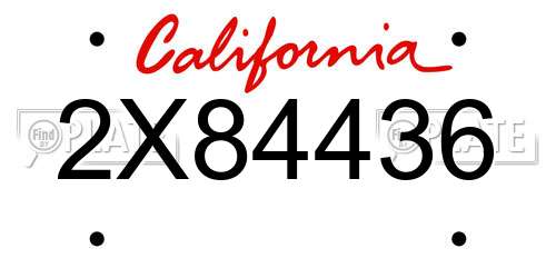 2X84436 California License Plate