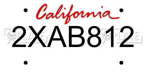 2XAB812 California License Plate