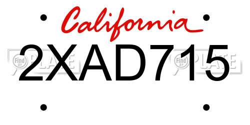 2XAD715 California License Plate
