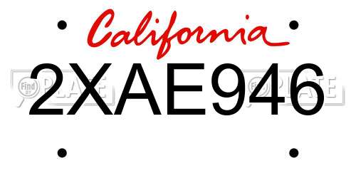 2XAE946 California License Plate