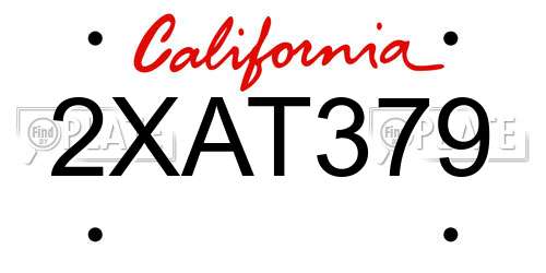 2XAT379 California License Plate