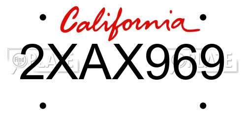 2XAX969 California License Plate