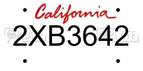 2XB3642 California License Plate