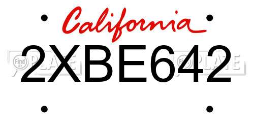 2XBE642 California License Plate