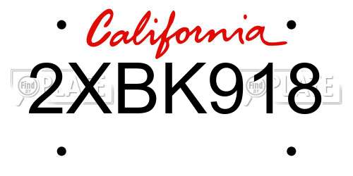 2XBK918 California License Plate