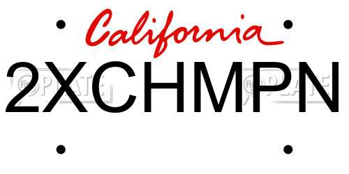 2XCHMPN California License Plate