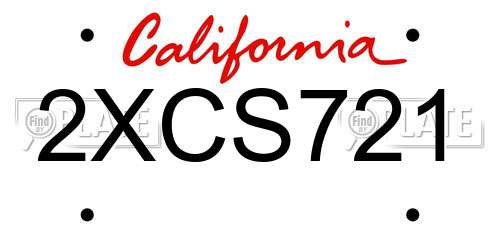 2XCS721 California License Plate