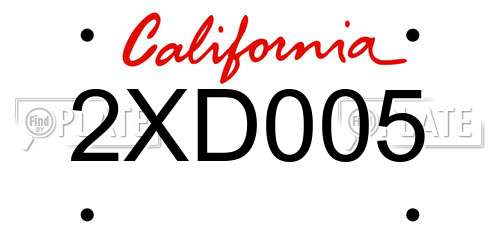 2XD005 California License Plate