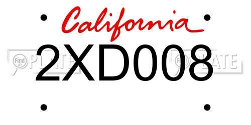 2XD008 California License Plate