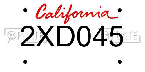 2XD045 California License Plate