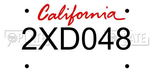 2XD048 California License Plate