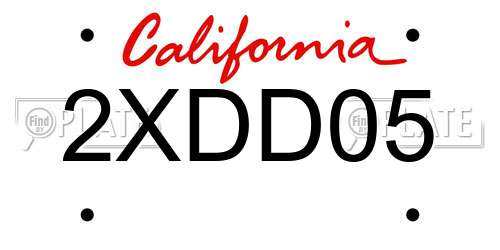 2XDD05 California License Plate
