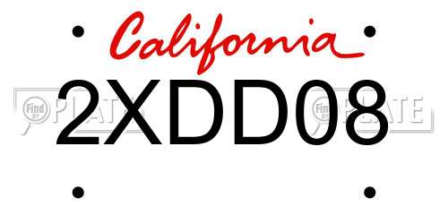2XDD08 California License Plate