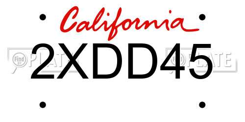 2XDD45 California License Plate