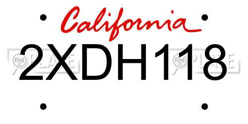 2XDH118 California License Plate