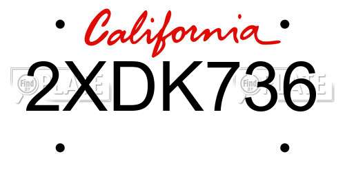 2XDK736 California License Plate