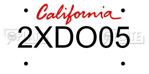 2XDO05 California License Plate