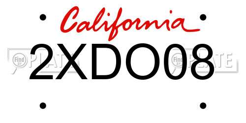 2XDO08 California License Plate