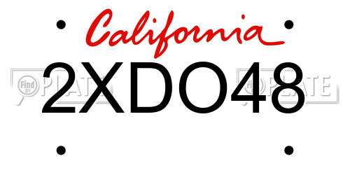 2XDO48 California License Plate