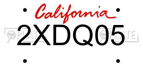 2XDQ05 California License Plate