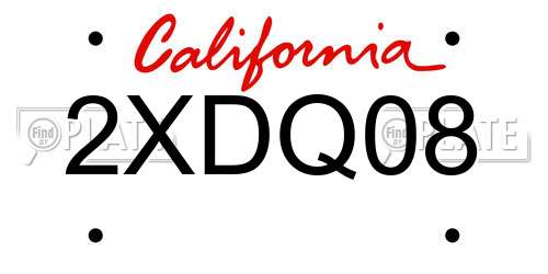 2XDQ08 California License Plate