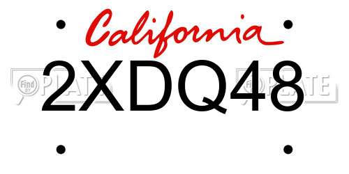 2XDQ48 California License Plate