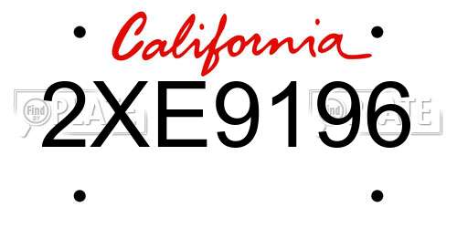 2XE9196 California License Plate