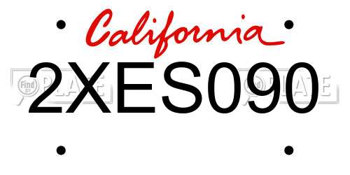 2XES090 California License Plate