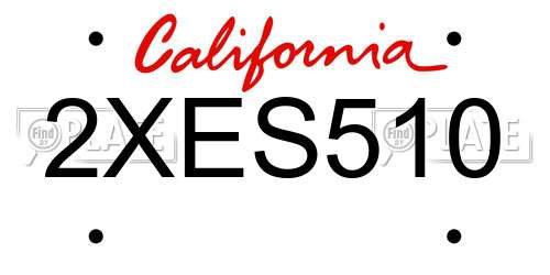2XES510 California License Plate