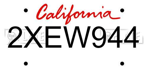 2XEW944 California License Plate