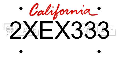 2XEX333 California License Plate