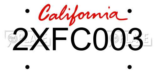 2XFC003 California License Plate