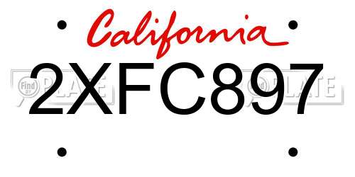 2XFC897 California License Plate