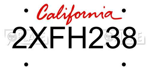 2XFH238 California License Plate