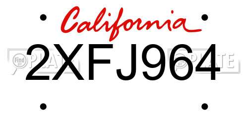 2XFJ964 California License Plate