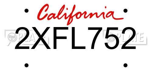 2XFL752 California License Plate