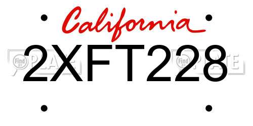 2XFT228 California License Plate
