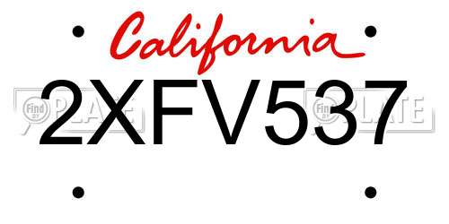 2XFV537 California License Plate