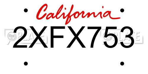 2XFX753 California License Plate