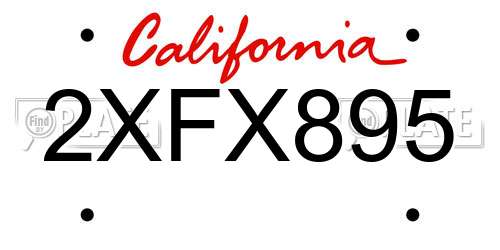 2XFX895 California License Plate