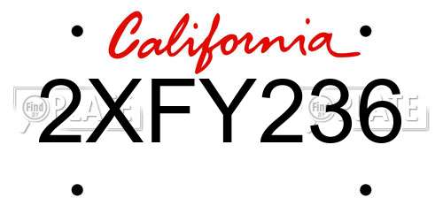 2XFY236 California License Plate