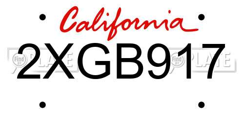 2XGB917 California License Plate