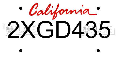 2XGD435 California License Plate
