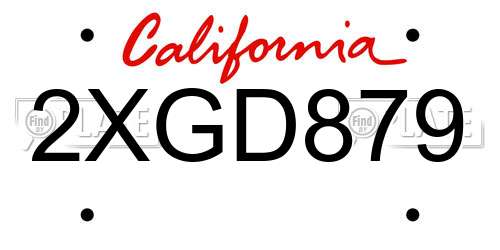2XGD879 California License Plate