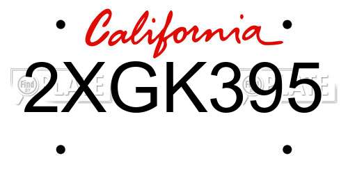 2XGK395 California License Plate
