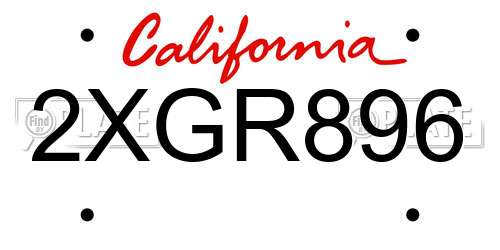 2XGR896 California License Plate