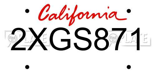 2XGS871 California License Plate