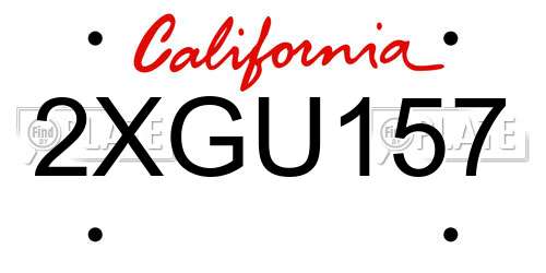 2XGU157 California License Plate