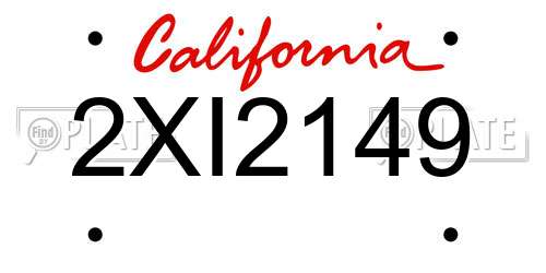 2XI2149 California License Plate